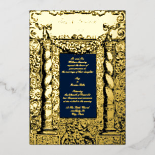 Invitation En Aluminium Vintage Baroque Solomonic Colonne Mariage cadre