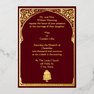 Invitation En Aluminium Vintage Elegant Border & Ganesh Mariage indien