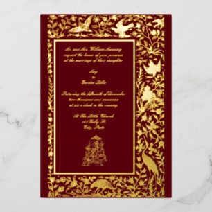 Invitation En Aluminium Vintage Elegant Indian Birds Border 1608 Mariage