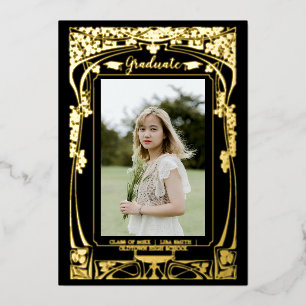 Invitation En Aluminium Vintage époque victorienne Art Nouveau Graduation