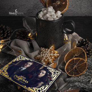 Invitation En Aluminium Vintage Gothic Foil Photo Holiday Card