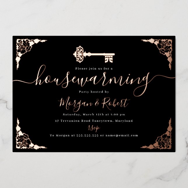 Invitation En Aluminium Vintage Noir Clé Noire Clé Noire Clé Clé Noire (Recto)