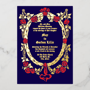 Invitation En Aluminium Vintage Victoria Era Floral Rose Wreath Frame