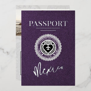 Invitation En Aluminium Violet Mariage du passeport mexicain