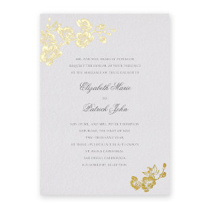 Invitation En Aluminium Vœux d'orchidée Ivory Formel Mariage Classique For