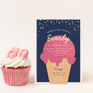 Invitation En Aluminium Voici la fête d'anniversaire de la crème glacée Sc