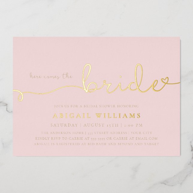 Invitation En Aluminium Voici l'invitation de mariée Foil (Recto)