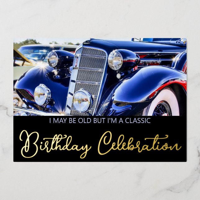 Invitation En Aluminium Voiture Classique Des Années 1930 (Recto)
