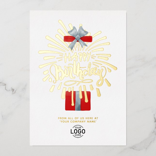 Invitation En Aluminium Votre logo Boîte cadeau rouge Feu d'artifice d'aff (Recto)