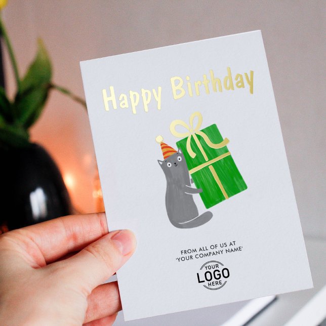Invitation En Aluminium Votre Logo Cute Chat Green Cadeau Business Anniver (Créateur téléchargé)