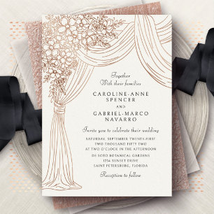 Invitation En Aluminium Voûte de Drapage Floral Romantique de Mariage