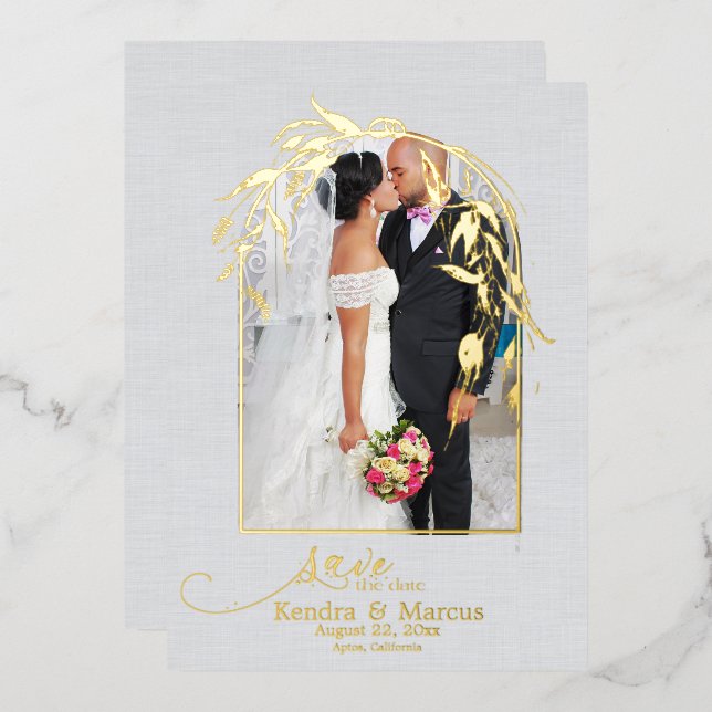 Invitation En Aluminium Voûte en feuilles d'eucalyptus bleu poussiéreux mé (Recto/Verso)