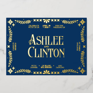 Invitation En Aluminium Vows Vibrants : Un Espagnol Folk Mariage Gold