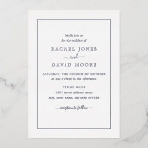 Invitation En Aluminium VRAI ARGENT FOIL Mariage noir moderne 