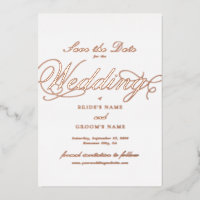 Vrai carton de mariage à feuille d'or rose pour an