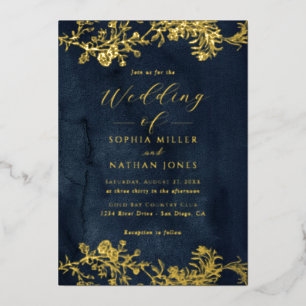 Invitation En Aluminium Vrai mariage naval de dentelle florale à feuilles