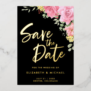 Invitation En Aluminium Watercolor Roses Mariage Enregistrer La Date Invit