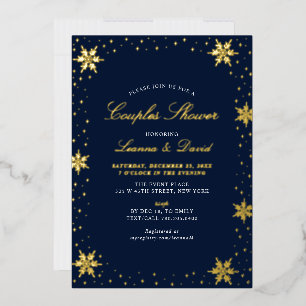 Invitation En Aluminium Wedding shower des Couples de neige d'hiver Gold &