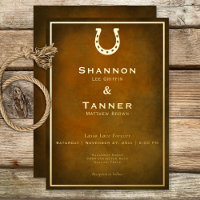 Western Rustic Horseshoe Brown & Gold Mariage
