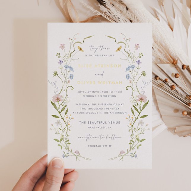 Invitation En Aluminium Whimsical Pastel Fleur sauvage Mariage de cadre (Créateur téléchargé)