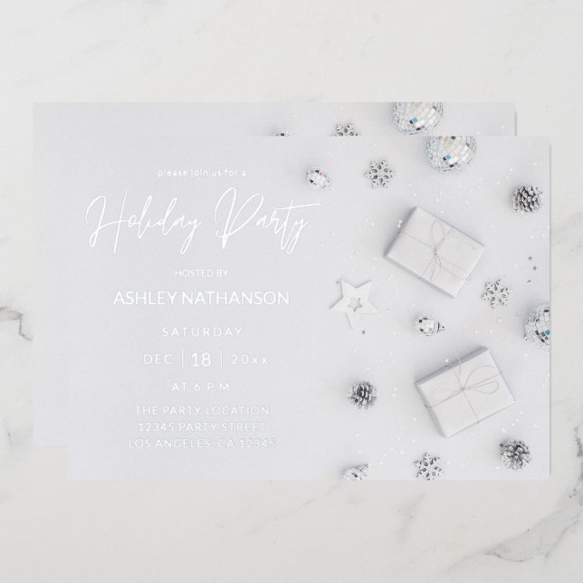 Invitation En Aluminium White Pine Holiday (Recto/Verso)