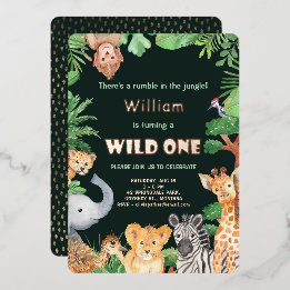Invitation En Aluminium Wild One Jungle Boy Premier anniversaire Rose Gold