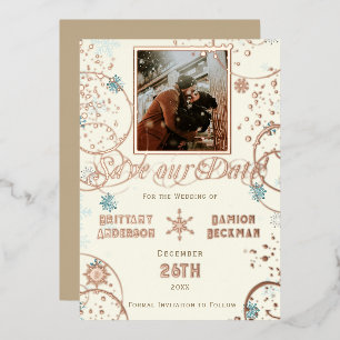 Invitation En Aluminium Winter Wonderland Ivory Snow Photo Enregistrer la 