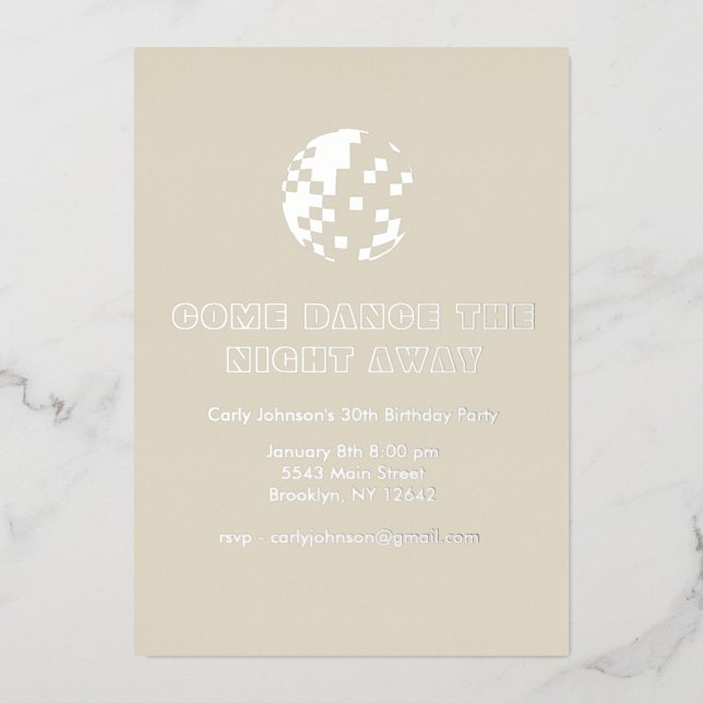 Invitation En Aluminium Y2K Metallic Silver Disco Ball 30e fête d'annivers (Recto)