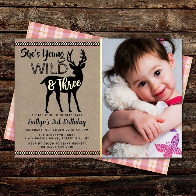 Invitation En Aluminium Young Wild & Three Girls Photo 3e anniversaire Rea (Créateur téléchargé)