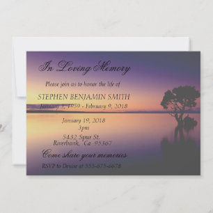 Invitation En amour Memory Memorial Service Sunset Lake