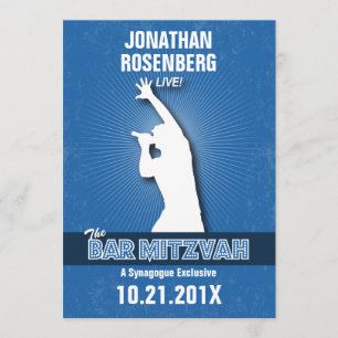 Invitation en bleu de Rock Star Bar Mitzvah