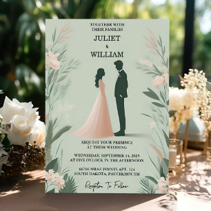 Invitation En Blush pastel Peach Mint Moss Sage Green Mariage