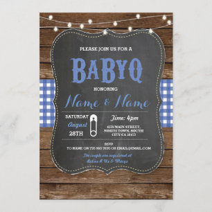 Invitation en bois de craie bleue de baby shower
