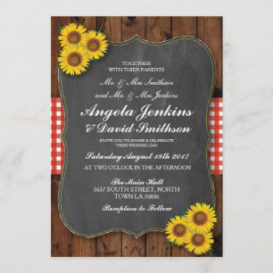 Invitation en bois de craie de tournesol rustique