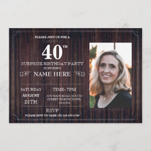 Invitation en bois de fête d'anniversaire de