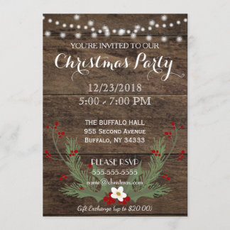 Invitation en bois de fête de Noël de pays