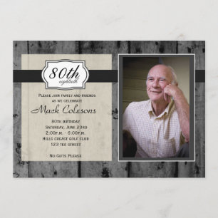 Invitation en bois rustique d'anniversaire de mâle