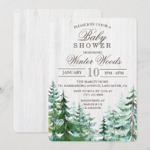 Invitation en bois rustique de baby shower d'arbre
