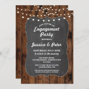 Invitation en bois rustique de craie de partie de