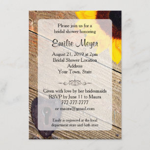 Invitation en bois rustique de Fête de la mariée