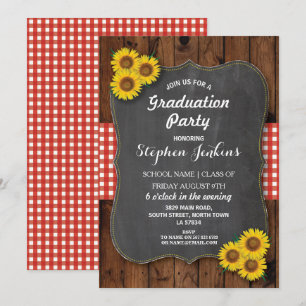 Invitation en bois rustique de fête de remise des