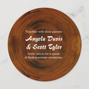 Invitation en bois rustique de mariage campagnard