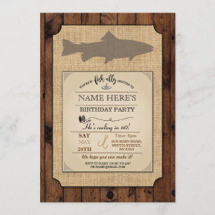 Invitation en bois rustique de Rod de poissons de
