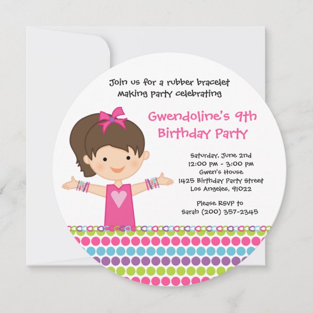 Invitation en caoutchouc de fête d'anniversaire de (Devant)