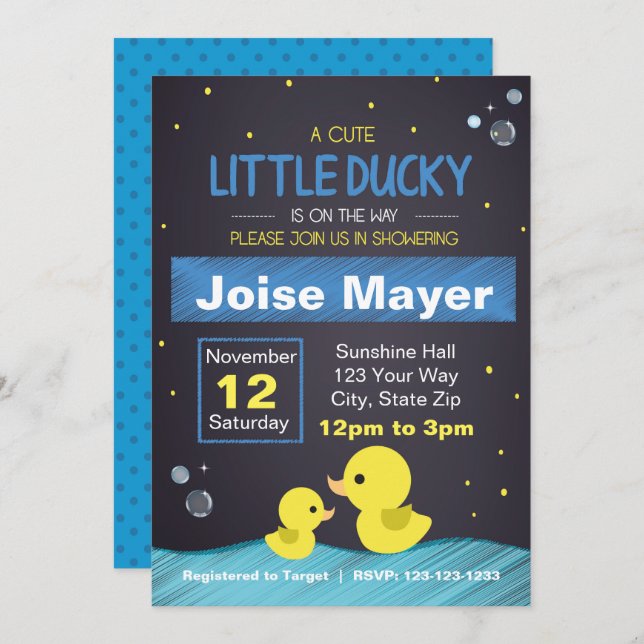 Invitation en caoutchouc de tableau noir (Garçon) (Devant / Derrière)