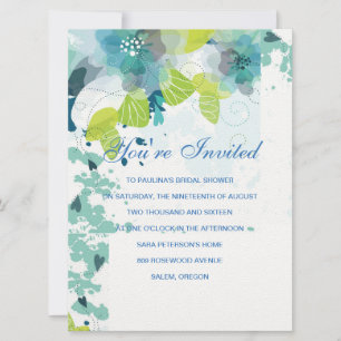 Invitation en cascade Florale Bleue