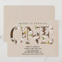Invitation en coton avec alphabet pour premier ann