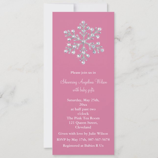 Invitation en cristal de baby shower de flocon de (Devant)
