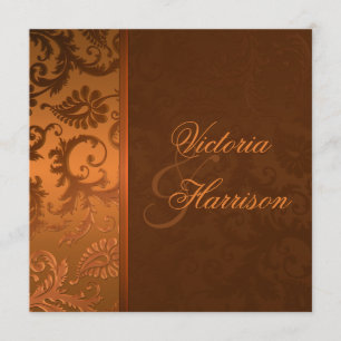 Invitation en cuivre et Mariage damassé Brown