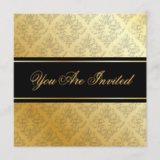 Invitation en damas or et noir